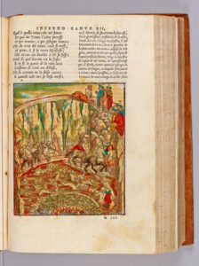 Dante and Virgilio encounter the Minotaur, who mistakes Dante for Theseus and charges at them. They escape and make their way down an embankment that was formed by a landslide. Virgil explains to Dante that the landslide occurred when Christ removed the good men from the Old Testament from Hell and the universe quaked with love. As they continue on, they are confronted by angry centaurs, armed with bows and arrows. Virgilio assures the centaurs that he and Dante are on a mission from God and one centaur, Nessus, is chosen to guide them through this ring of Hell. Beneath them, sinners who had committed violence against their neighbors writhe in boiling blood. 