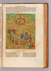The procession begins heading east, Dante being led by Matilda and Stazio. They approach the Tree of Knowledge. 